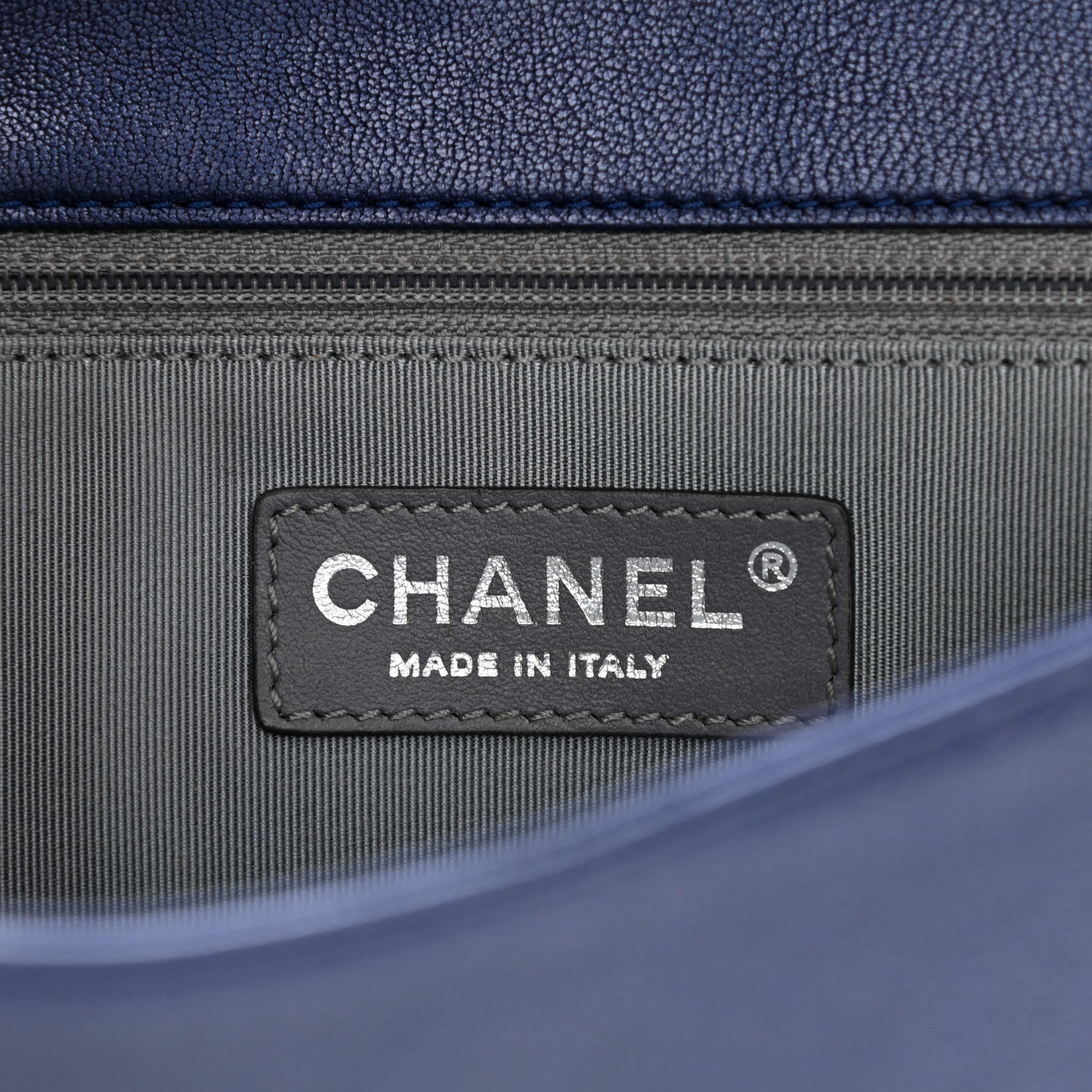 Chanel Metallic Sheepskin Chevron Quilted Medium Vintage Mademoiselle Flap Navy 7 of 11