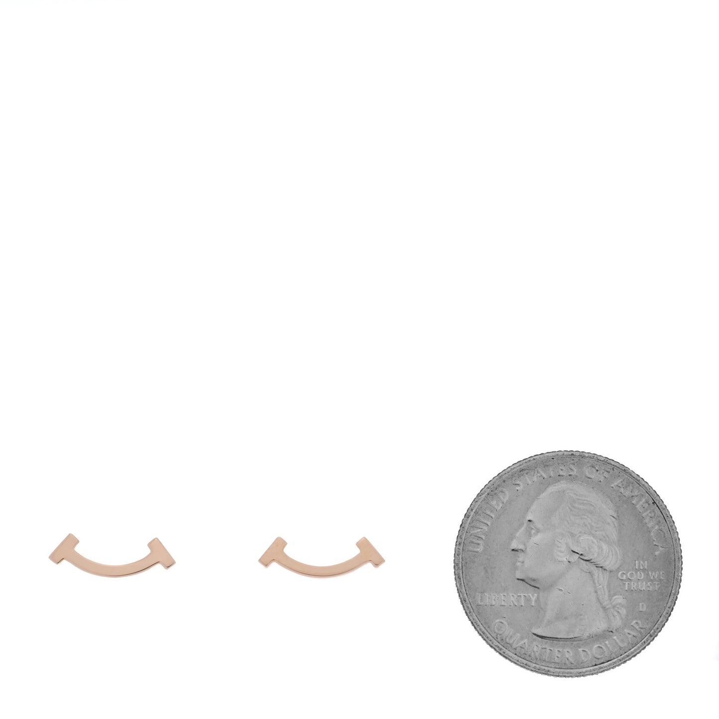 18K Rose Gold T Smile Stud Earrings