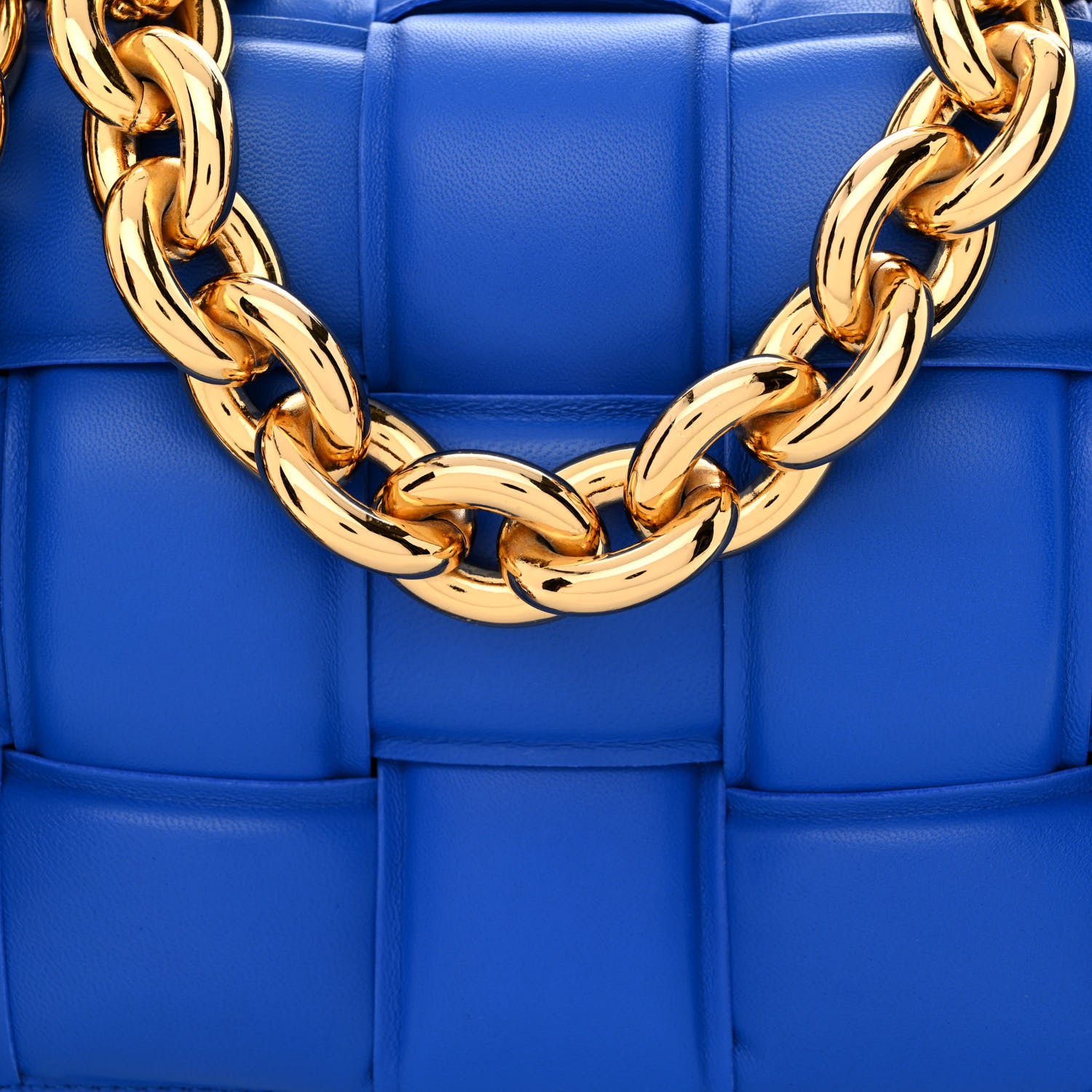 Bottega Veneta Lambskin Maxi Intreccio Padded Chain Cassette Crossbody Bag Cobalt 8 of 10