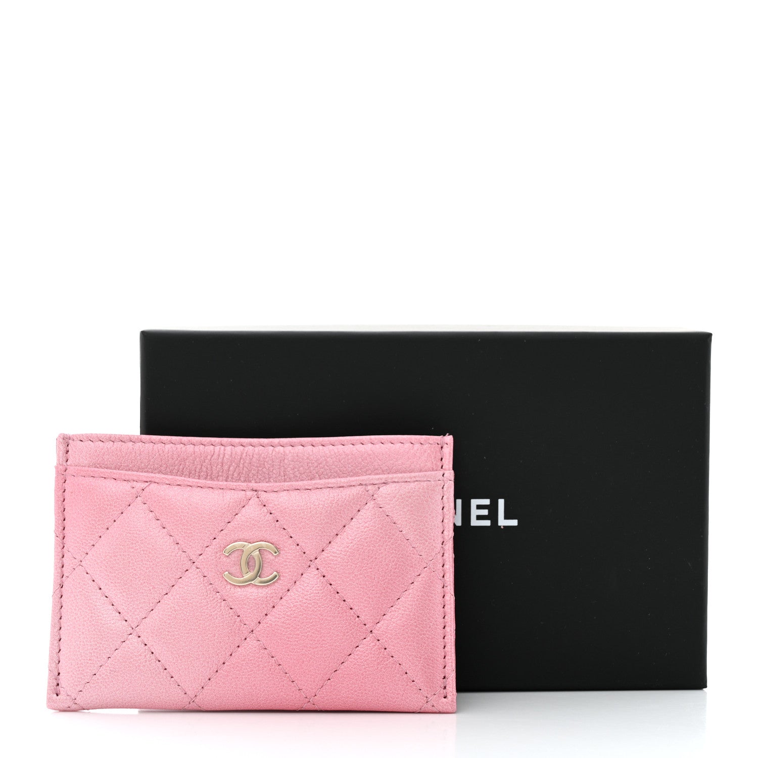 Chanel Cloudy Pearly Goatskin Quilted Card Holder Pink 9 of 9