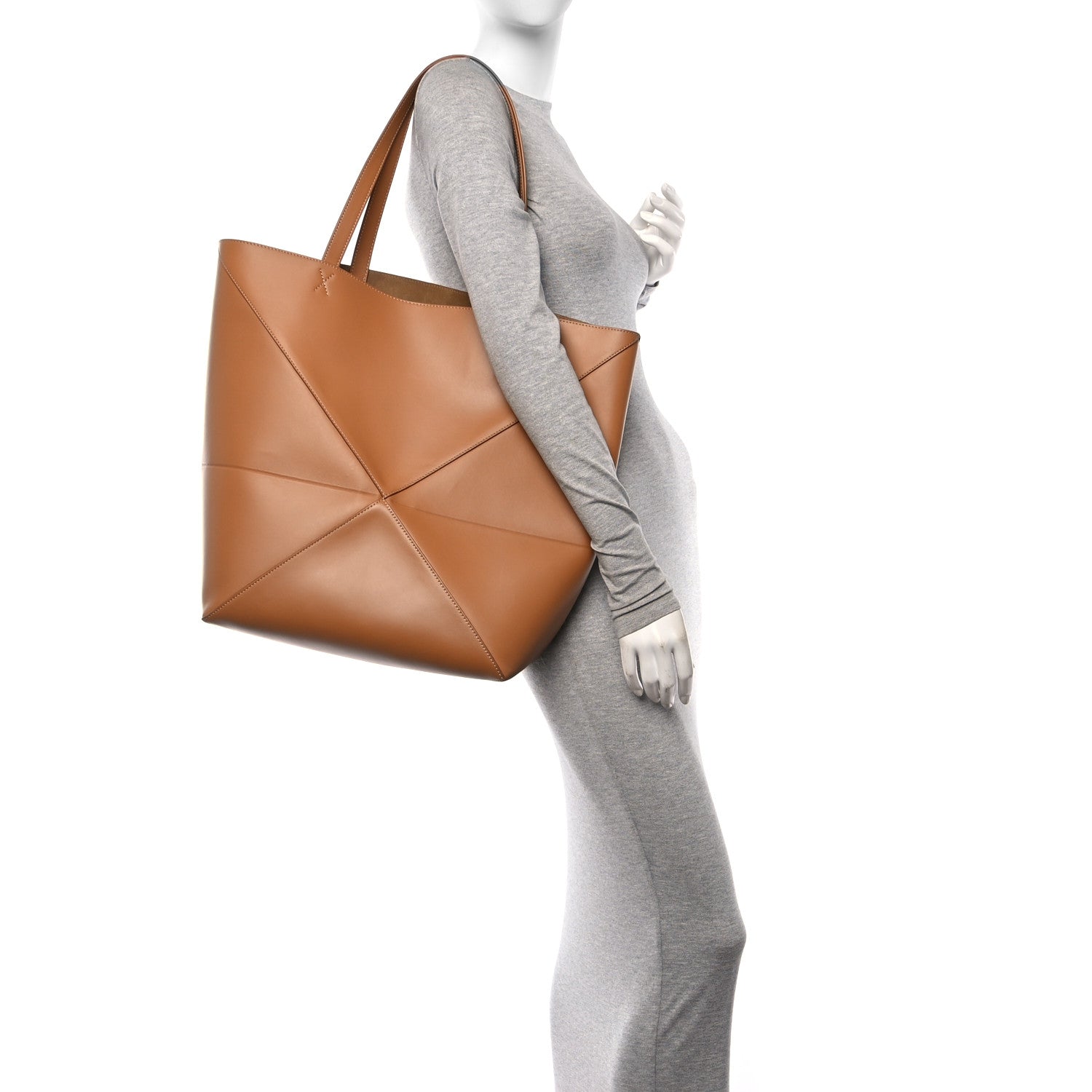 Loewe Shiny Calfskin Large Puzzle Fold Tote Warm Desert 2 of 11