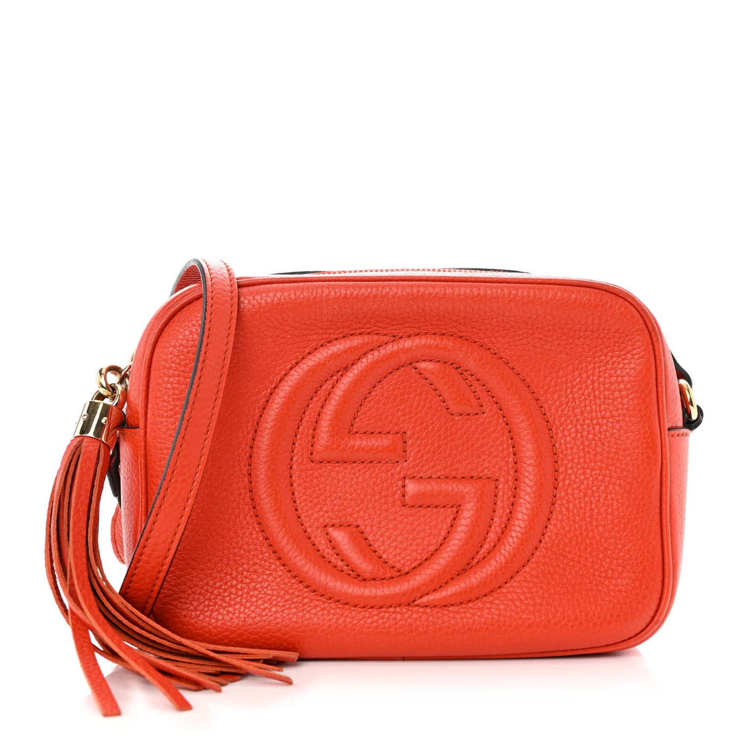 Pebbled Calfskin Small Soho Disco Bag Sun Orange