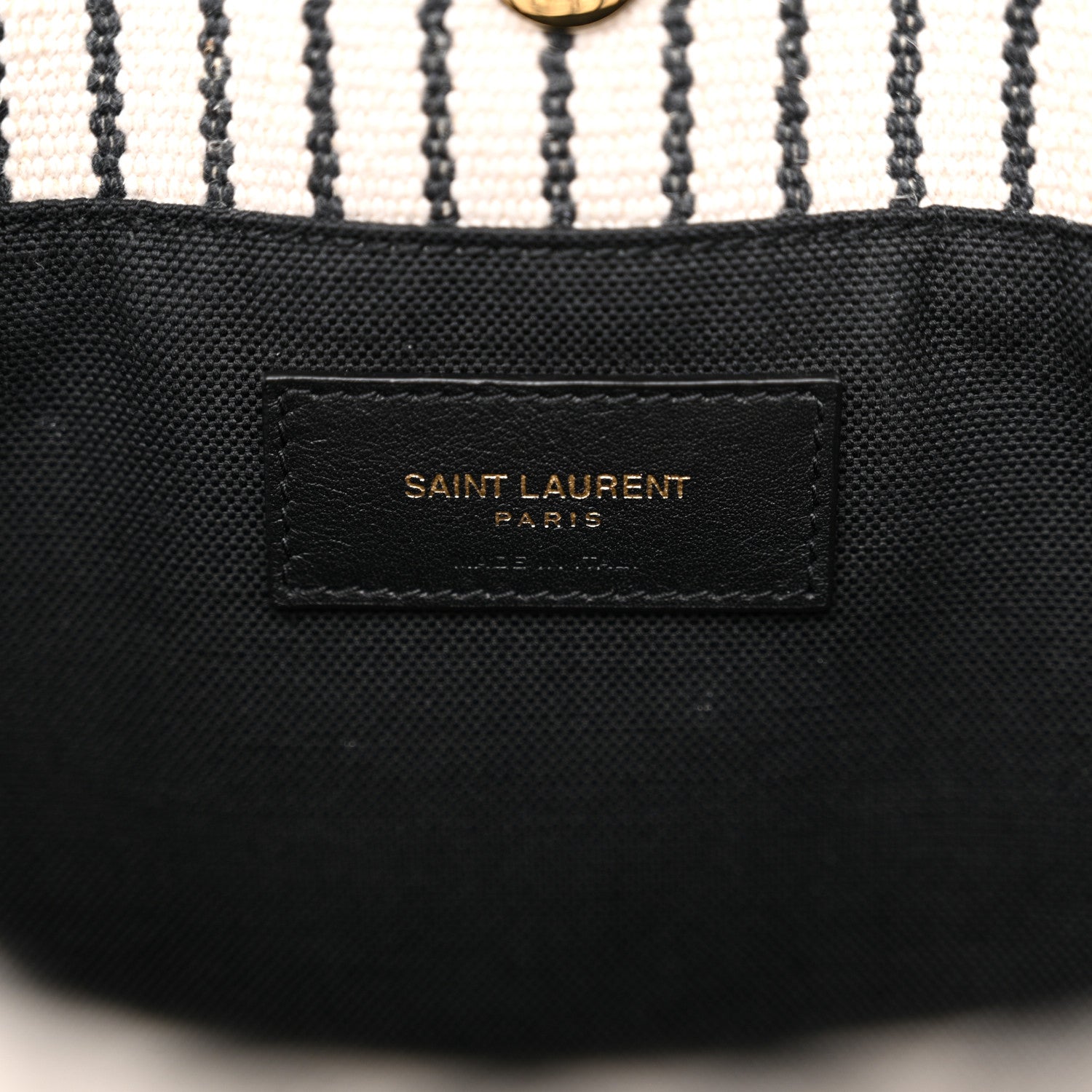 Saint Laurent Canvas Striped Toy Shopping Tote Grey Black 6 of 12