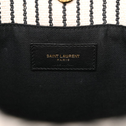 Saint Laurent Canvas Striped Toy Shopping Tote Grey Black 6 of 12