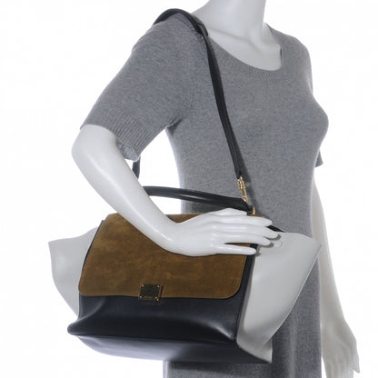 Celine Calfskin and Suede Small Tri-Color Trapeze Khaki 2 of 8