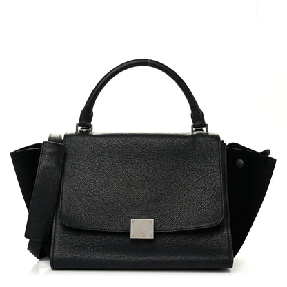 Celine Drummed Calfskin Suede Small Trapeze Black 1 of 10