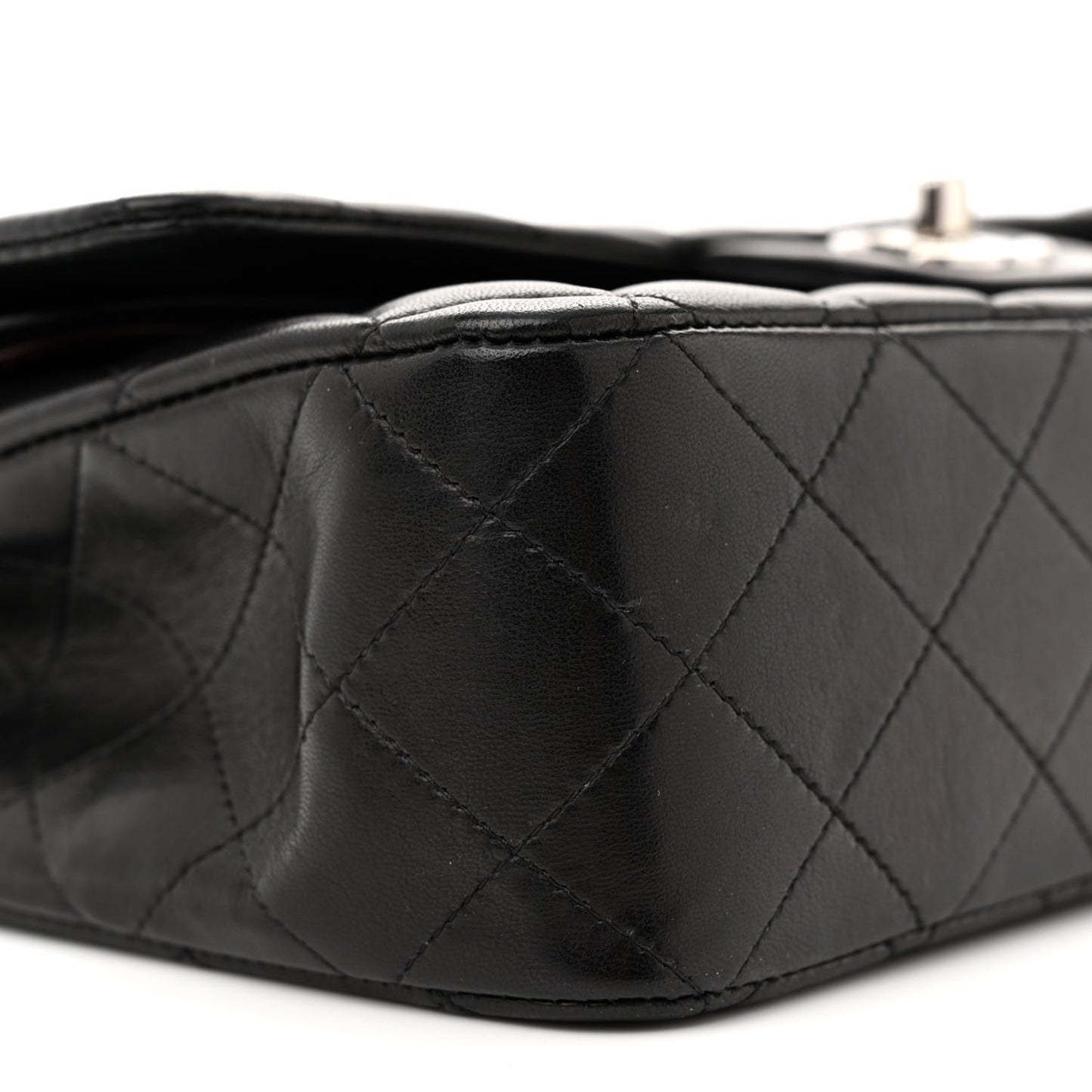 Lambskin Quilted Medium Double Flap Black