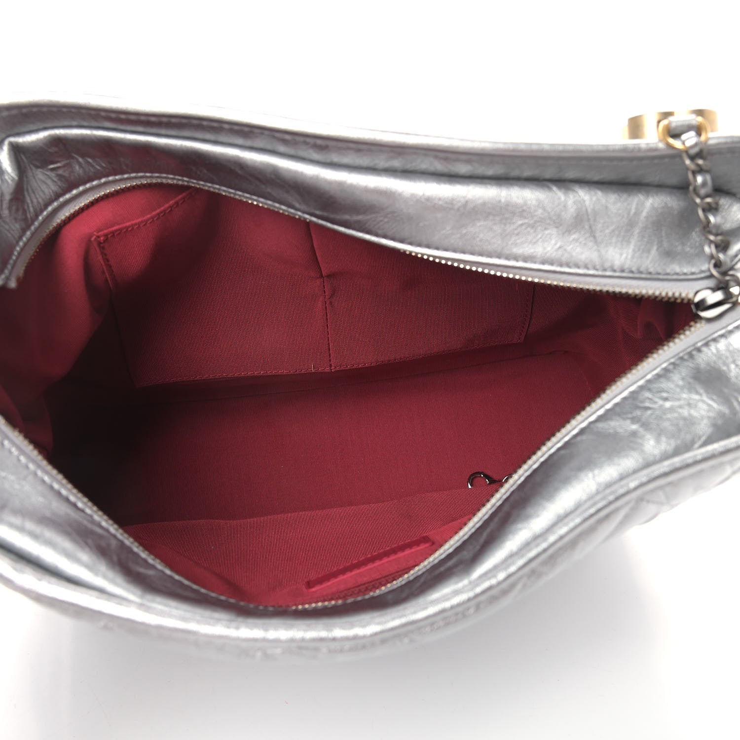 Chanel Metallic Lambskin Calfskin Quilted Large Gabrielle Hobo Silver 5 of 12