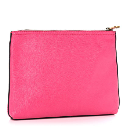 Gucci Pebbled Calfskin Medium Logo Portfolio Clutch Box Pink Green 4 of 12