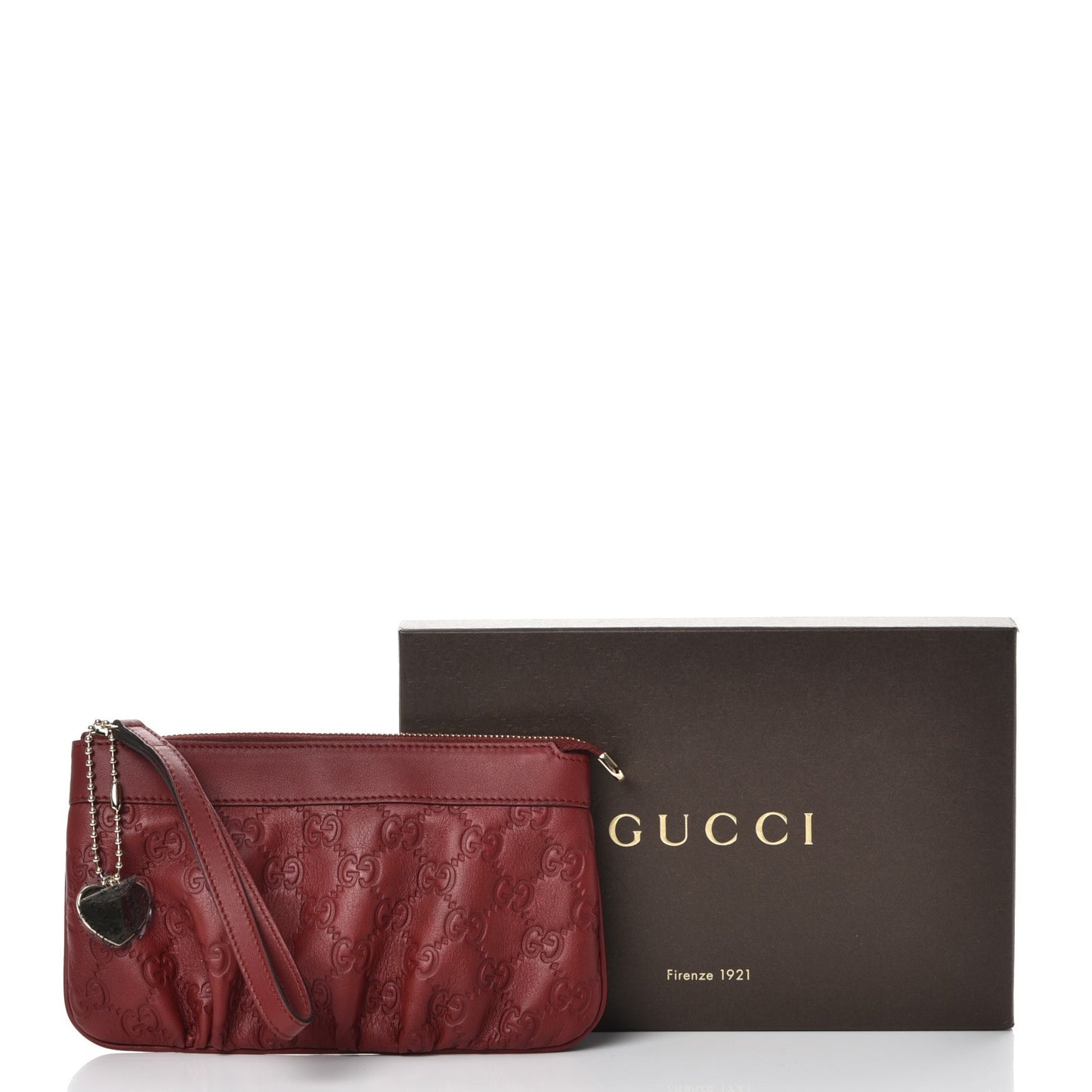 Guccissima Heart Wristlet Bordeaux