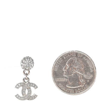 Chanel Crystal CC Drop Earrings Silver 2 of 4