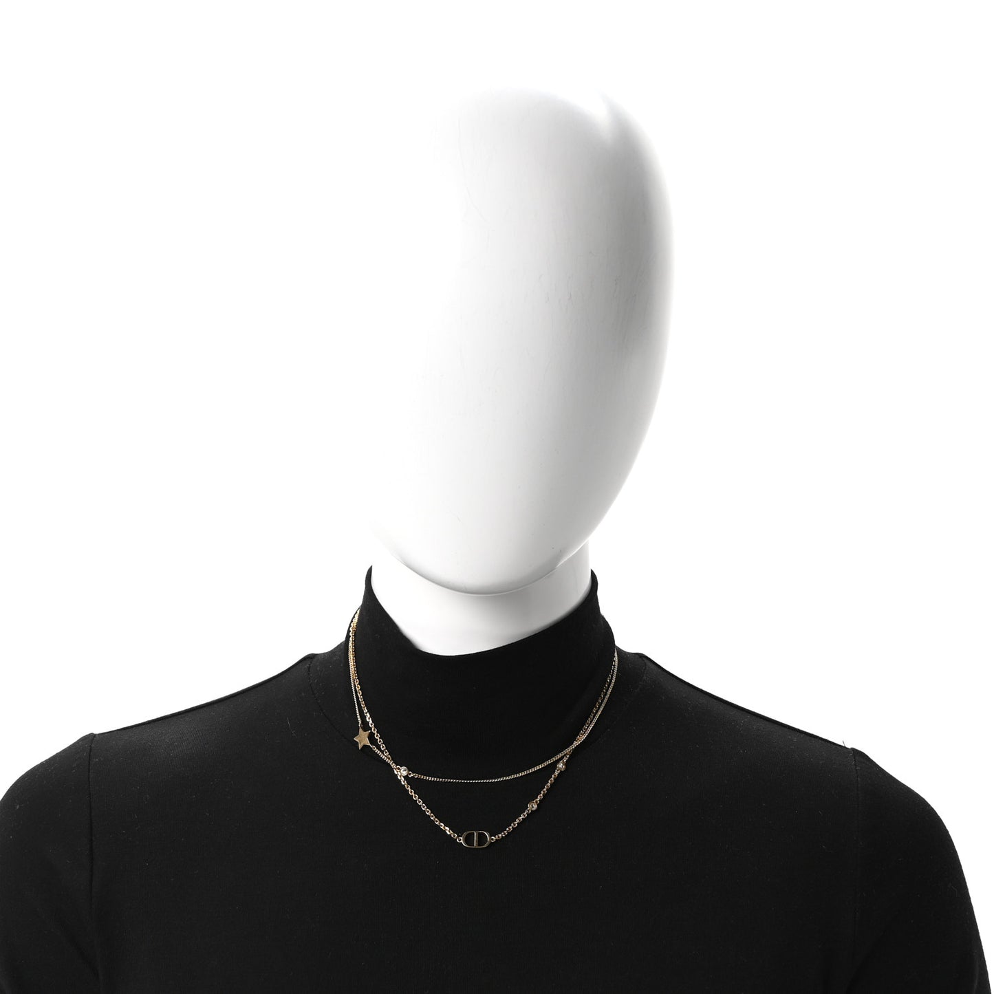 Metal Crystal Petit CD Double Necklace Gold