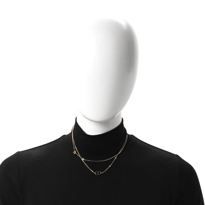 Christian Dior Metal Crystal Petit CD Double Necklace Gold 2 of 5