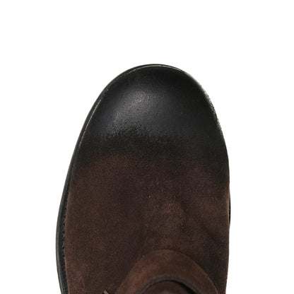 Jimmy Choo Distressed Waxed Suede Biker Boots 37 Brown 11 of 14