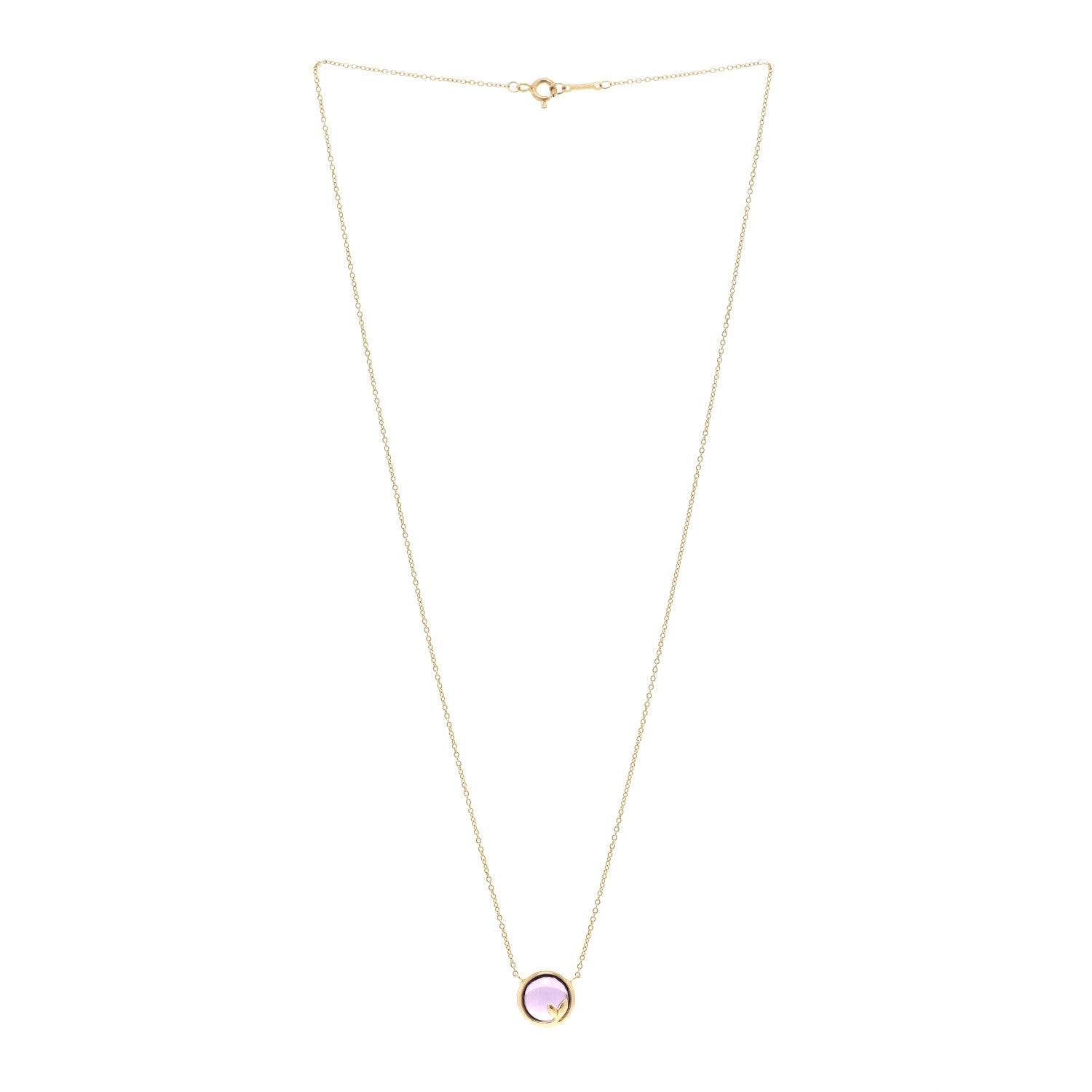 Tiffany 18K Yellow Gold Amethyst Paloma Picasso Olive Leaf Pendant Necklace 3 of 4