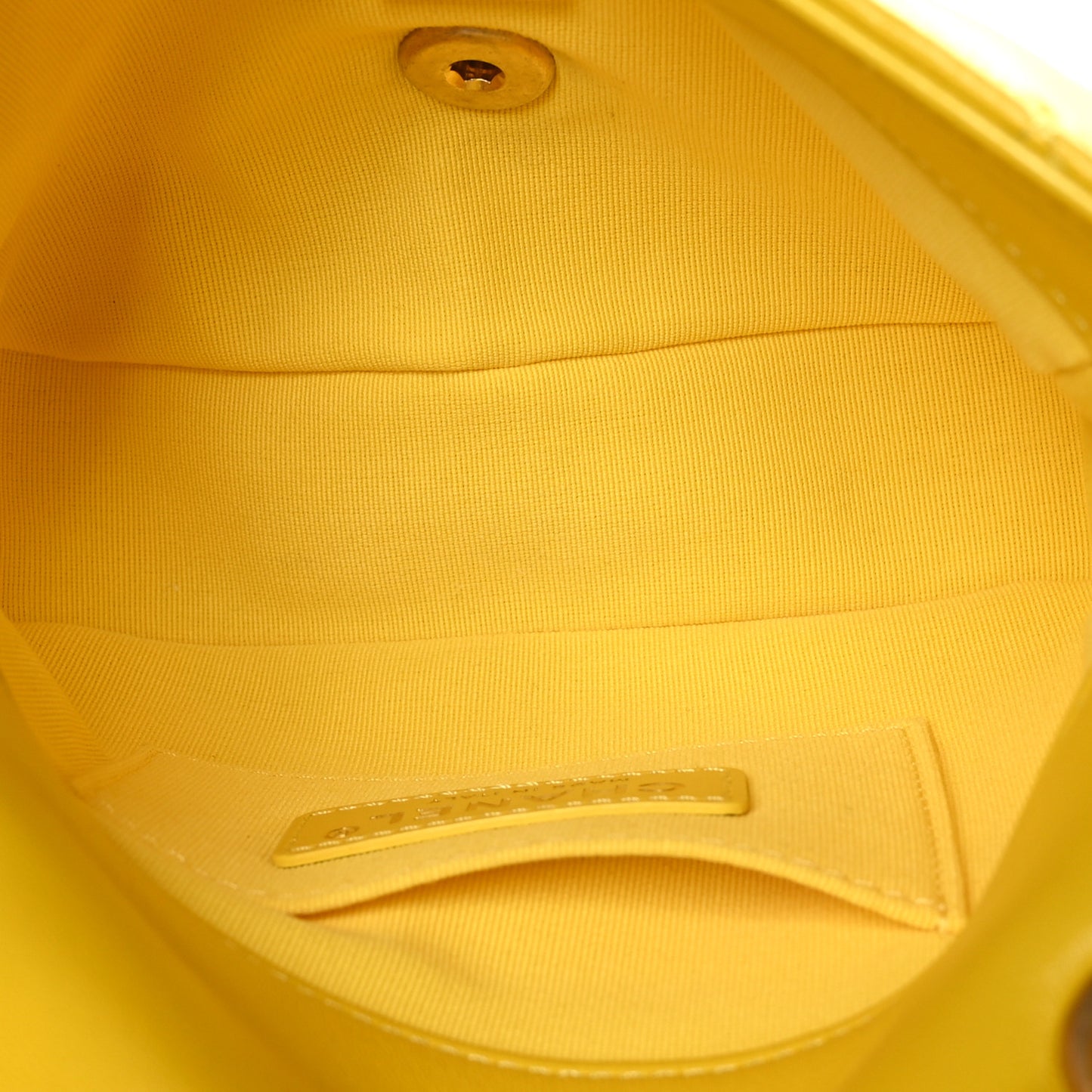 Lambskin Quilted Mini Lacquered Chain Flap Yellow