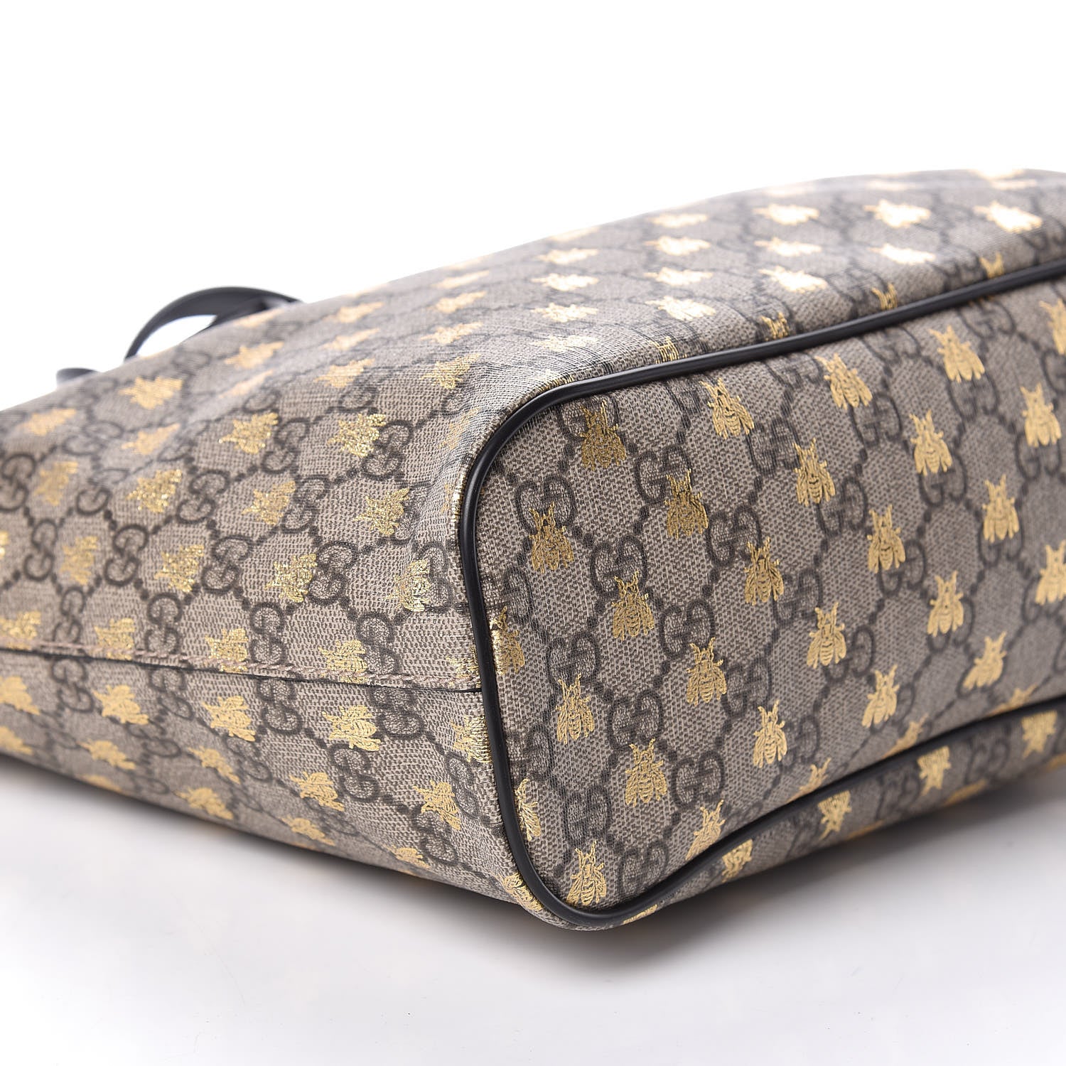 Gucci Soft GG Supreme Monogram Bees Small Crossbody Tote Beige Oro Black 5 of 9
