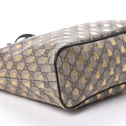 Gucci Soft GG Supreme Monogram Bees Small Crossbody Tote Beige Oro Black 5 of 9