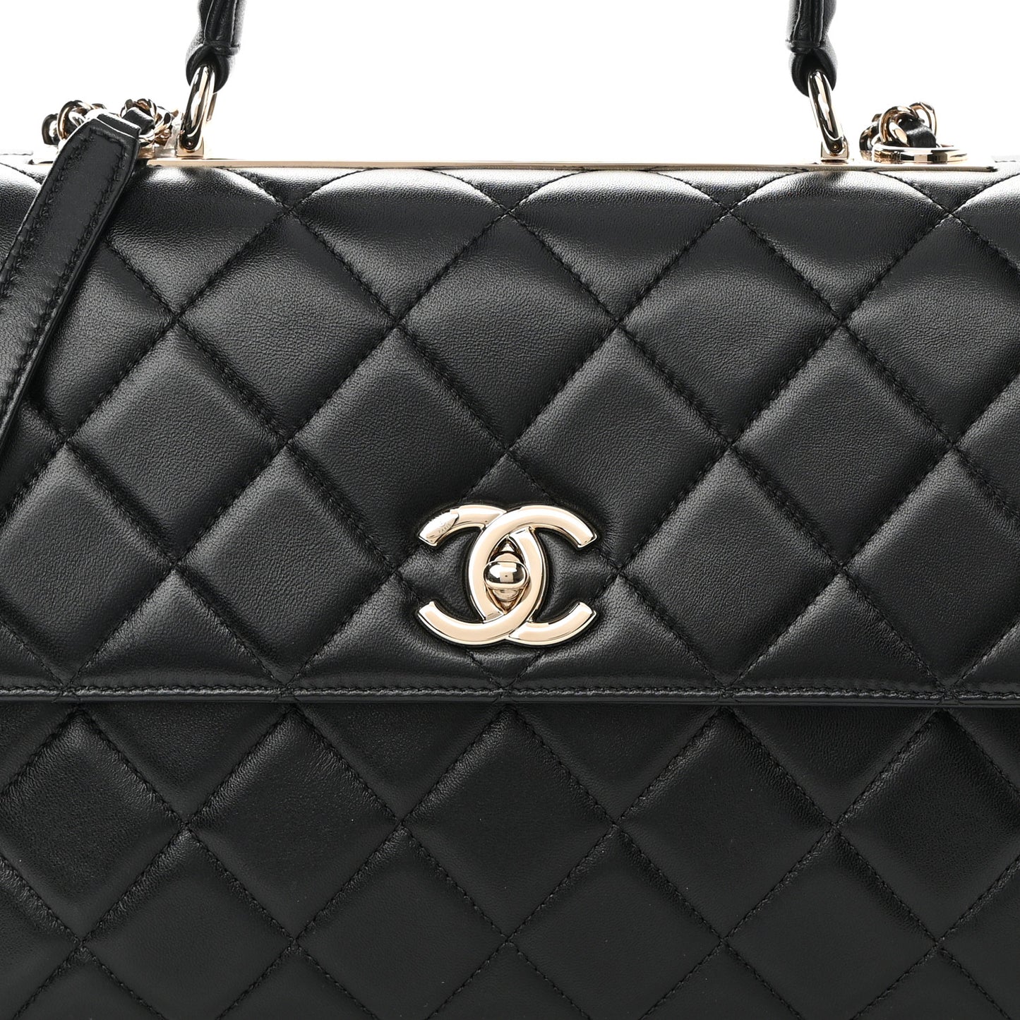 Lambskin Quilted Medium Trendy CC Flap Dual Handle Bag Black