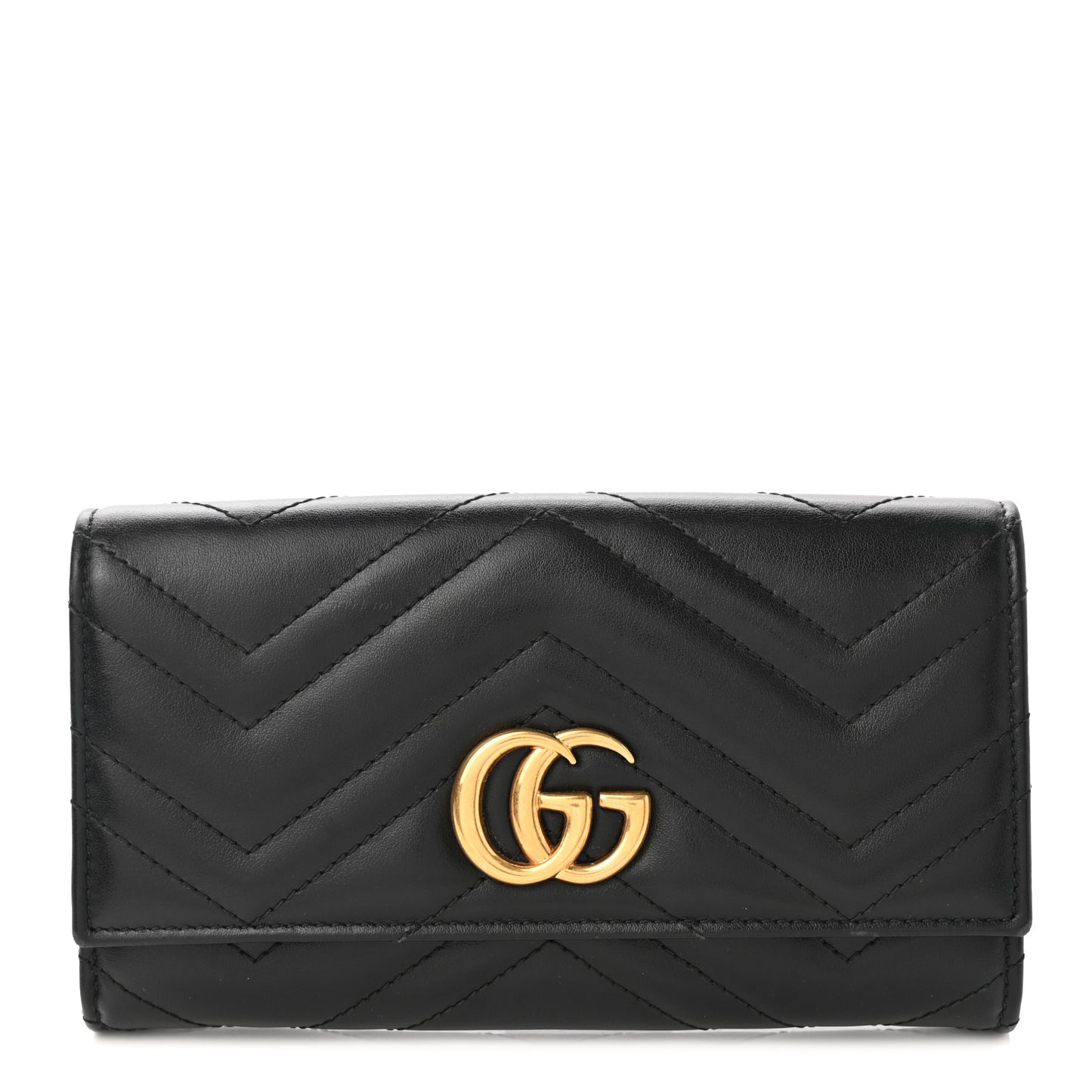 Calfskin Matelasse GG Marmont Continental Wallet Black