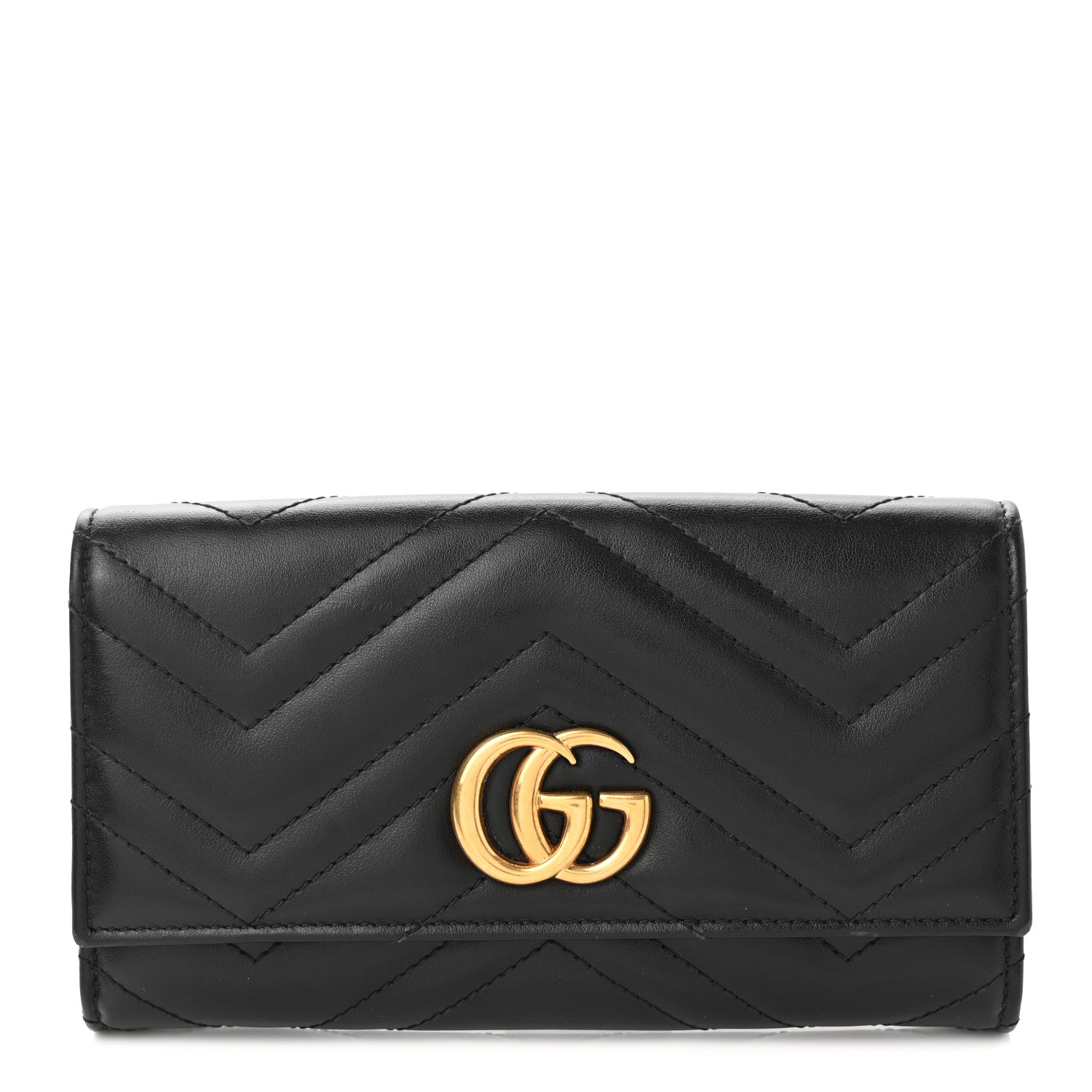 Gucci Calfskin Matelasse GG Marmont Continental Wallet Black 1 of 8