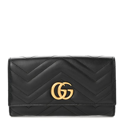 Gucci Calfskin Matelasse GG Marmont Continental Wallet Black 1 of 8
