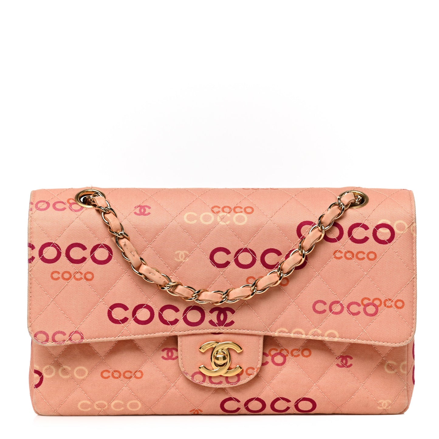 Canvas Coco Printed Quilted Medium Double Flap Pink