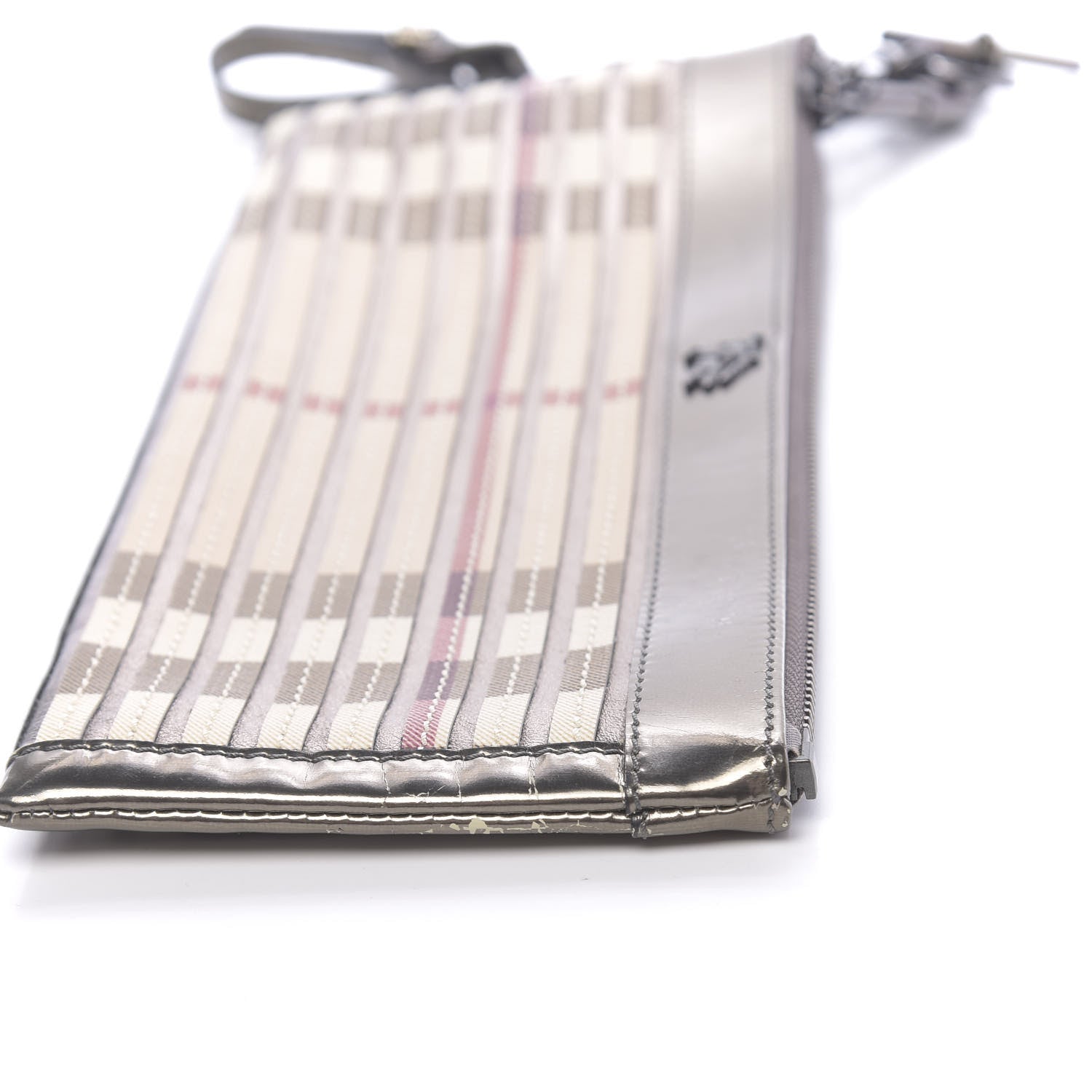 Burberry Metallic Patent Calfskin House Check Sliced Ashcombe Clutch 12 of 14
