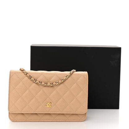Chanel Caviar Quilted Wallet On Chain WOC Beige 3 of 12