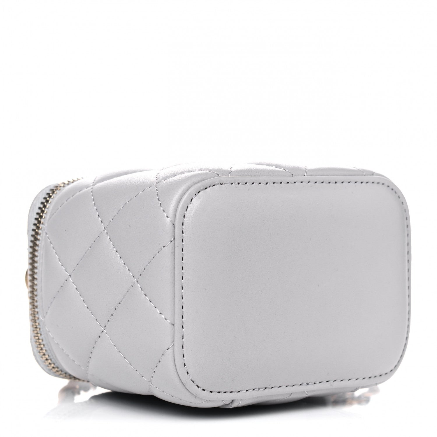 Chanel Lambskin Quilted Top Handle Mini Vanity Case With Chain Grey 3 of 5