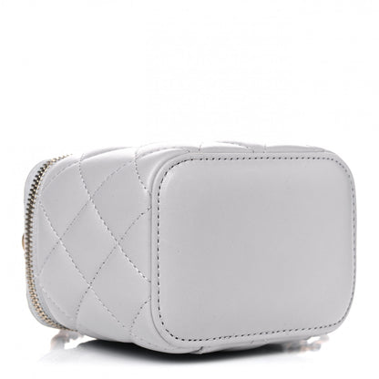 Chanel Lambskin Quilted Top Handle Mini Vanity Case With Chain Grey 3 of 5