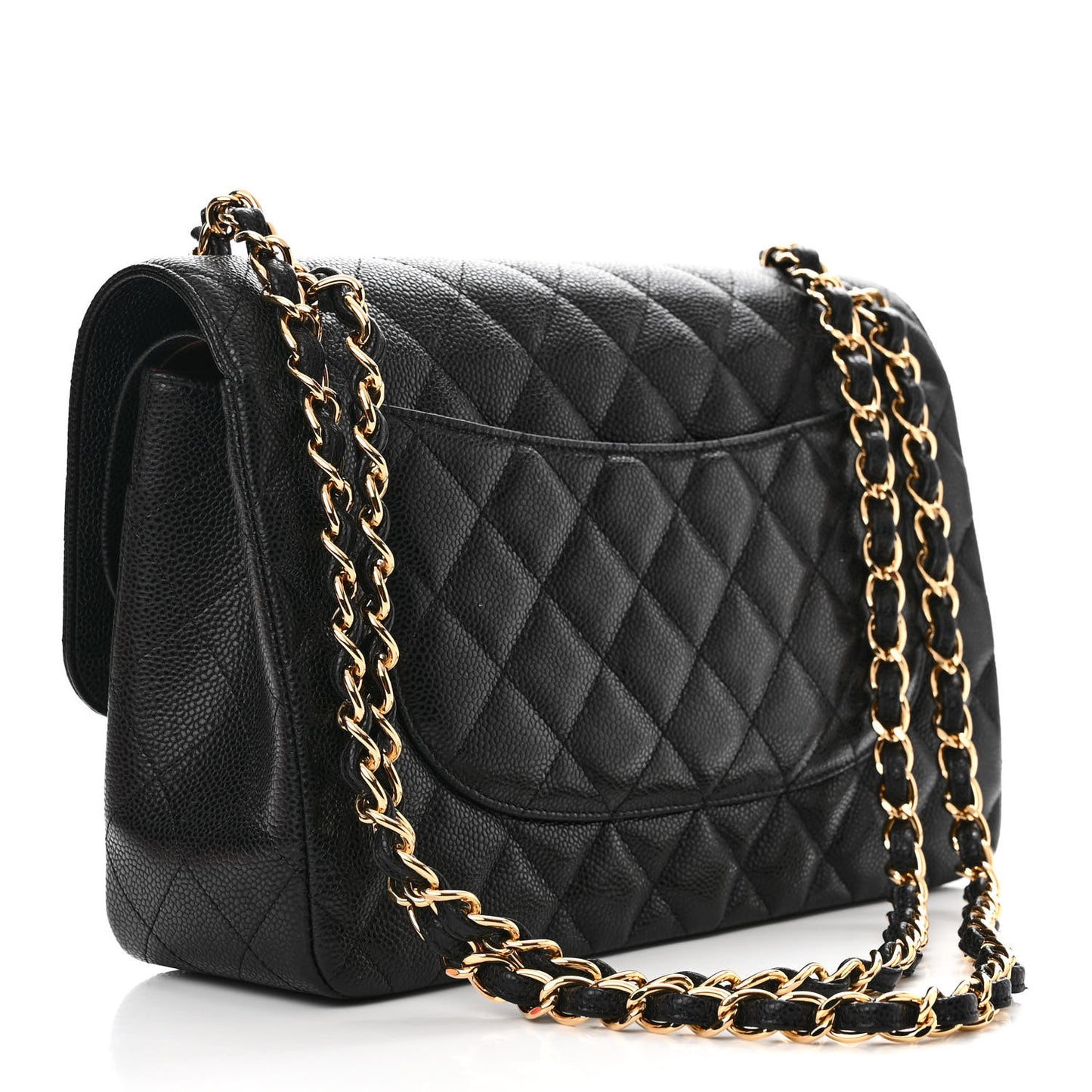 Caviar Quilted Jumbo Double Flap Black