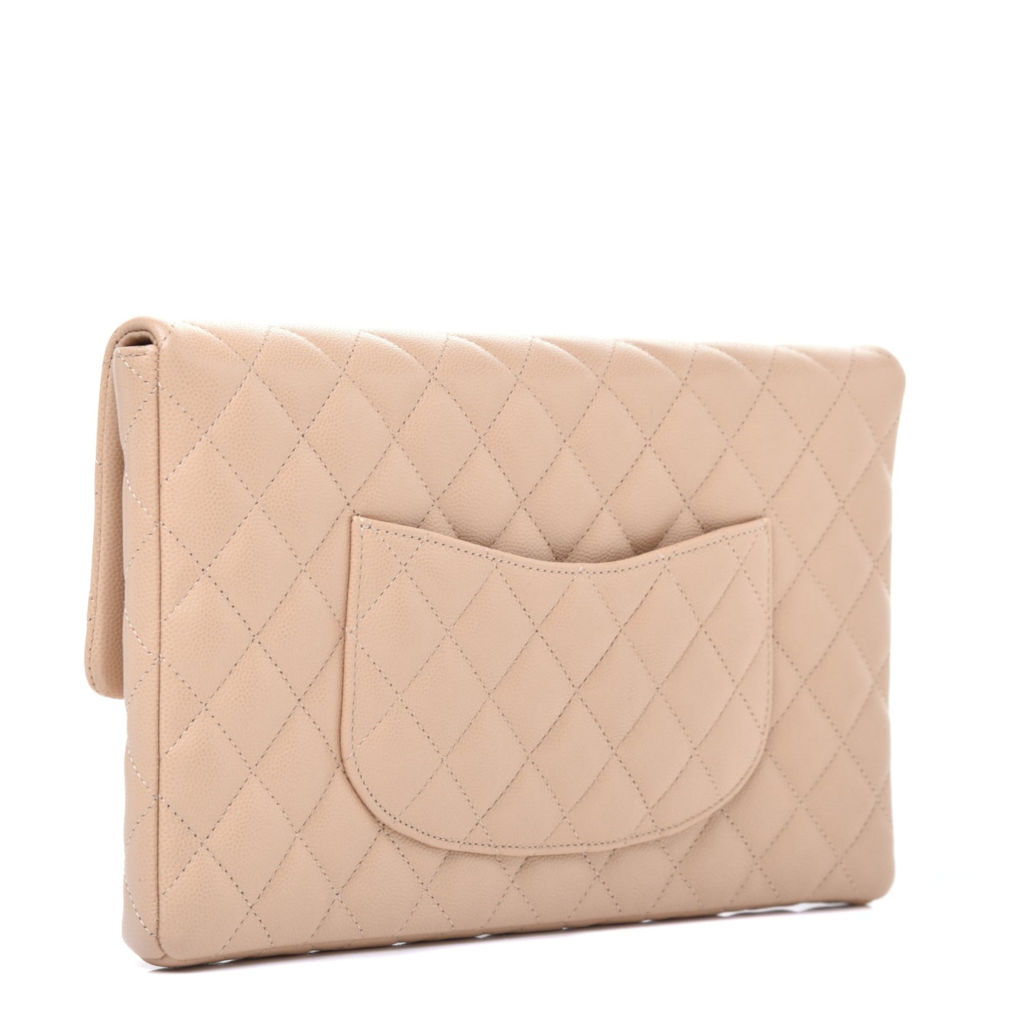 Caviar Quilted Flap Clutch Beige