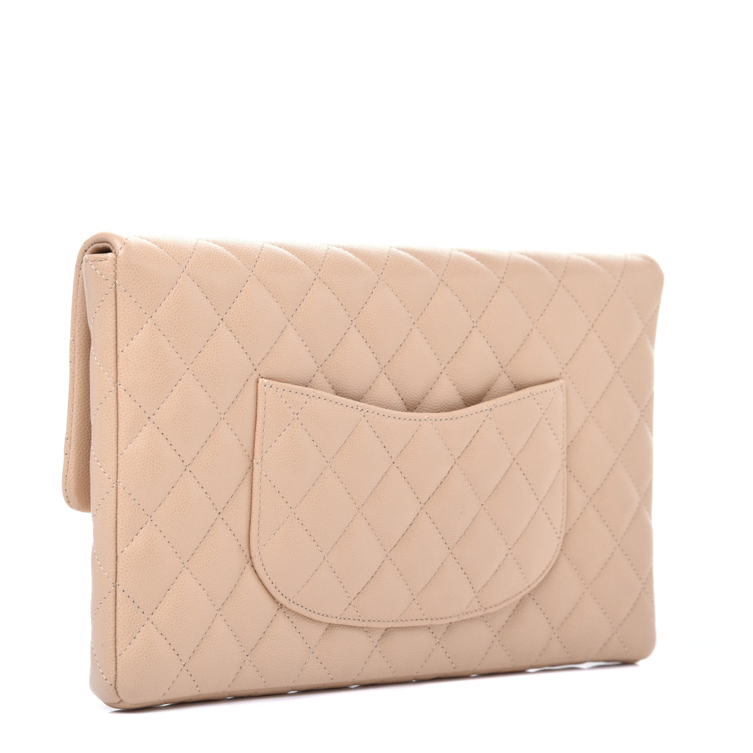 Chanel Caviar Quilted Flap Clutch Beige 3 of 8