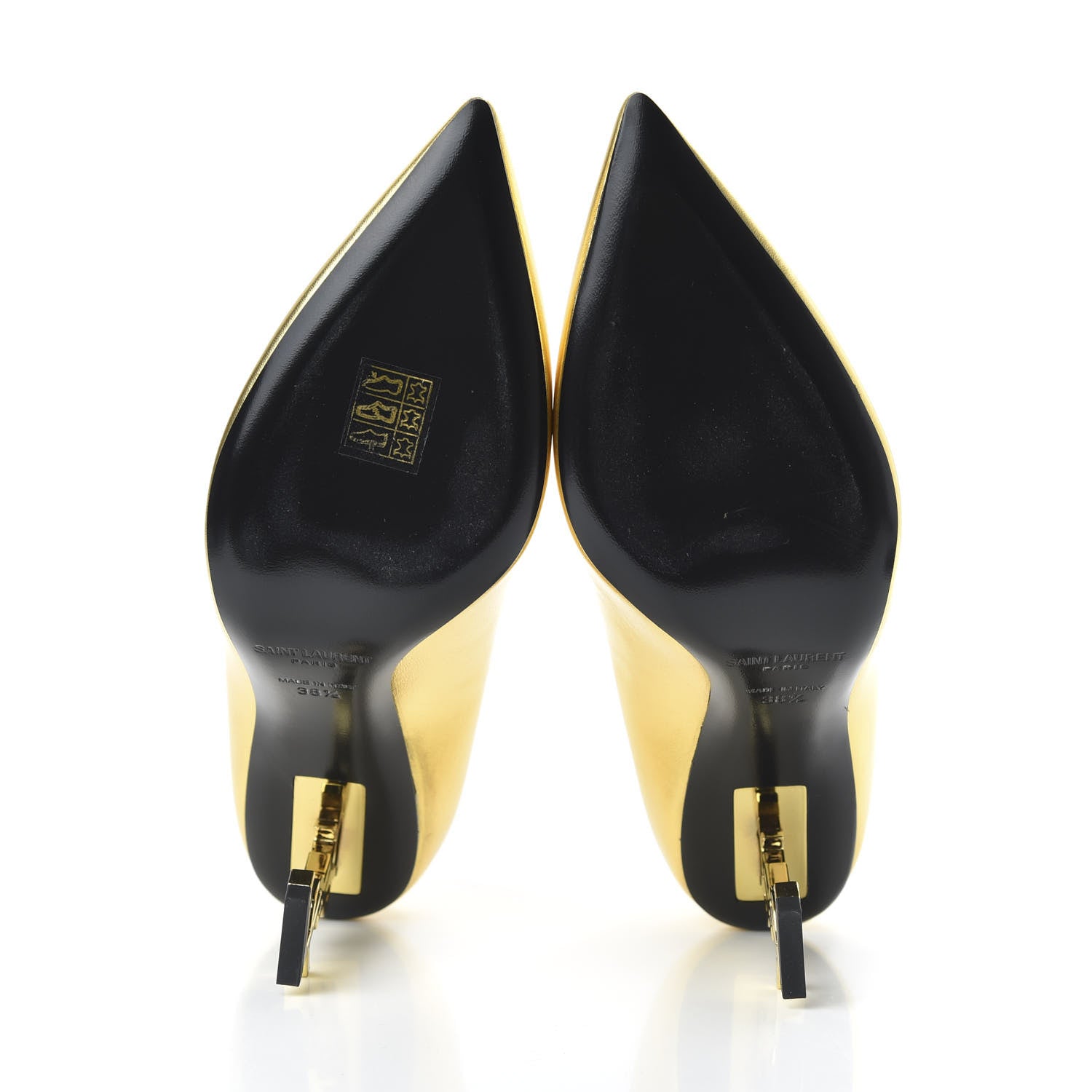 Saint Laurent Calfskin Opyum 85 Pumps 38.5 Gold 5 of 9