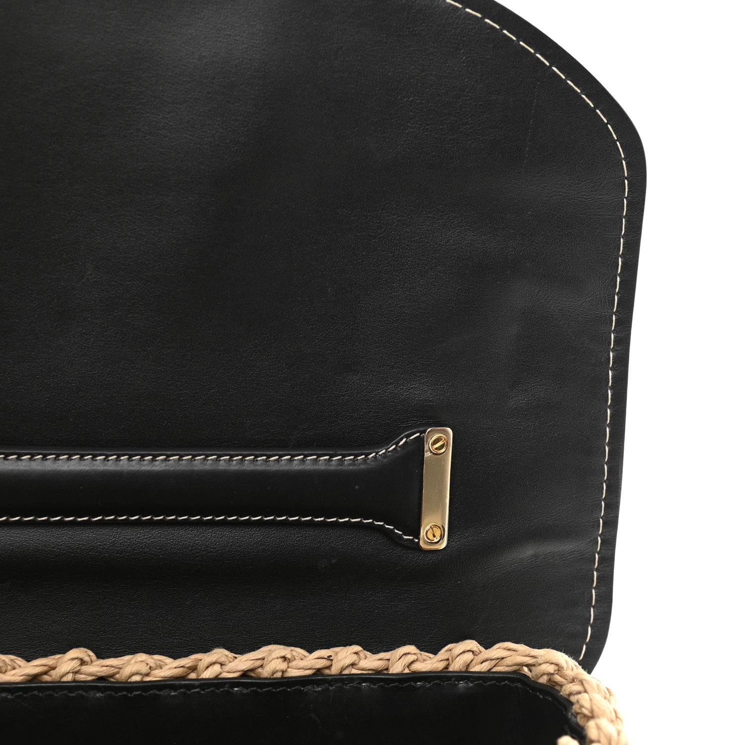 Salvatore Ferragamo Calfskin Wicker Margot Top Handle Satchel Black 10 of 10