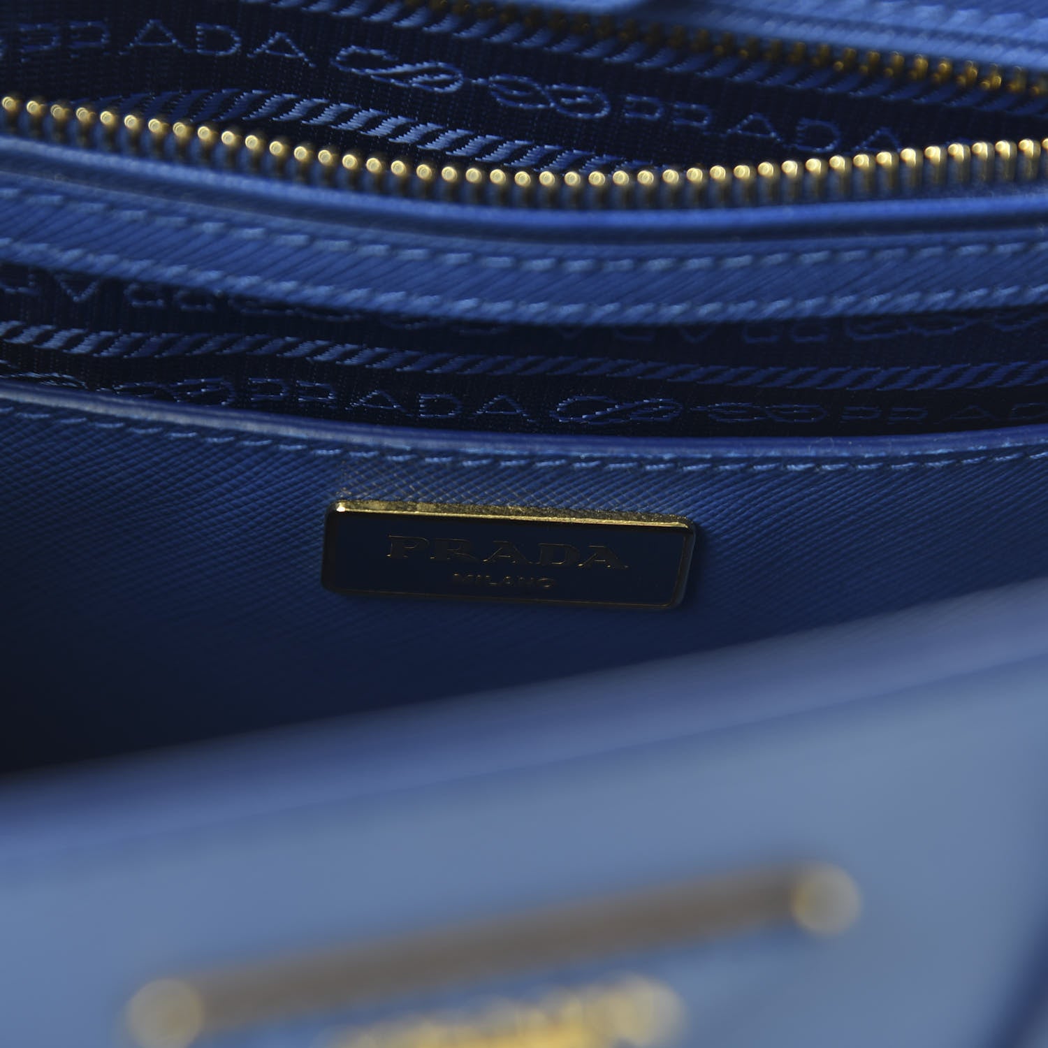 Prada Saffiano Lux Small Tote Azzurro 8 of 9