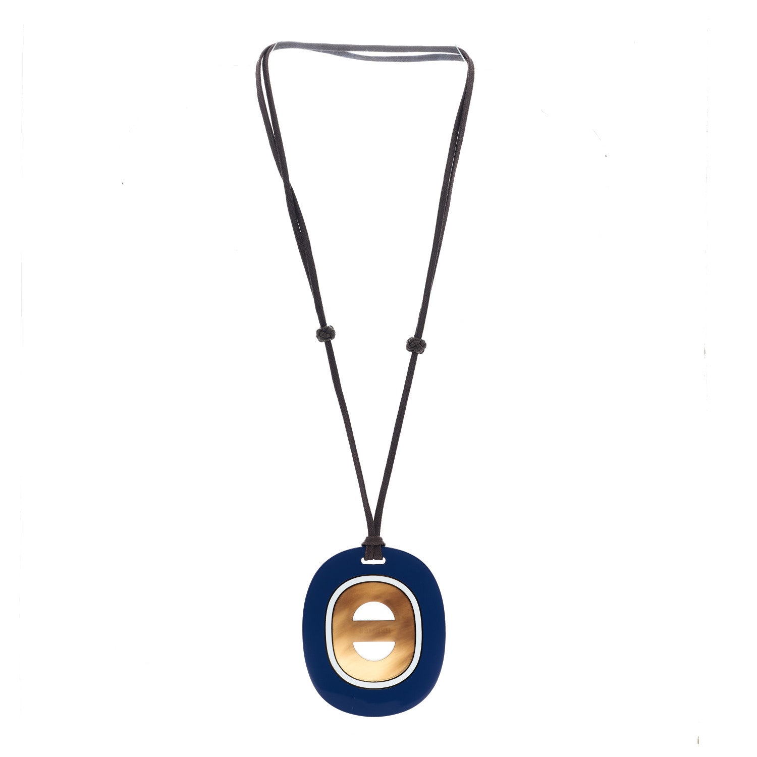 Hermes Lacquered Buffalo Horn Fidelio Pendant Necklace 2 of 3