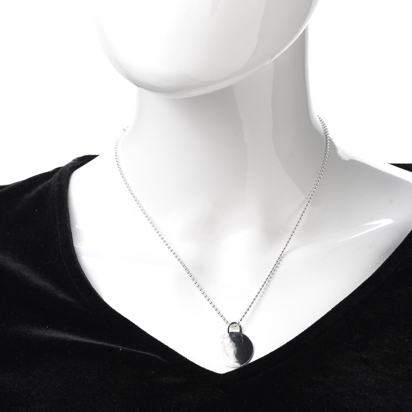 Sterling Silver Round Tag Pendant Necklace