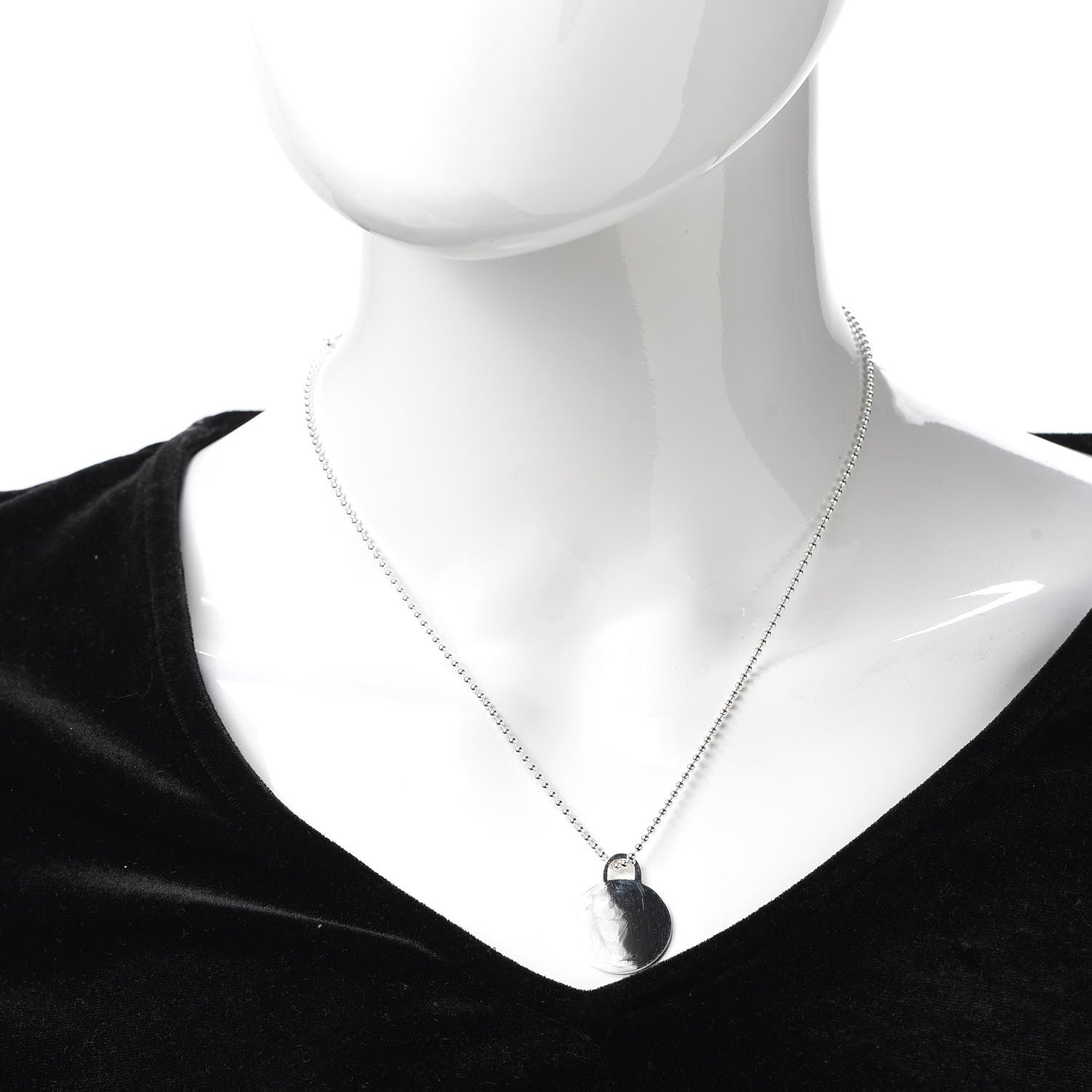 Tiffany Sterling Silver Round Tag Pendant Necklace 2 of 6