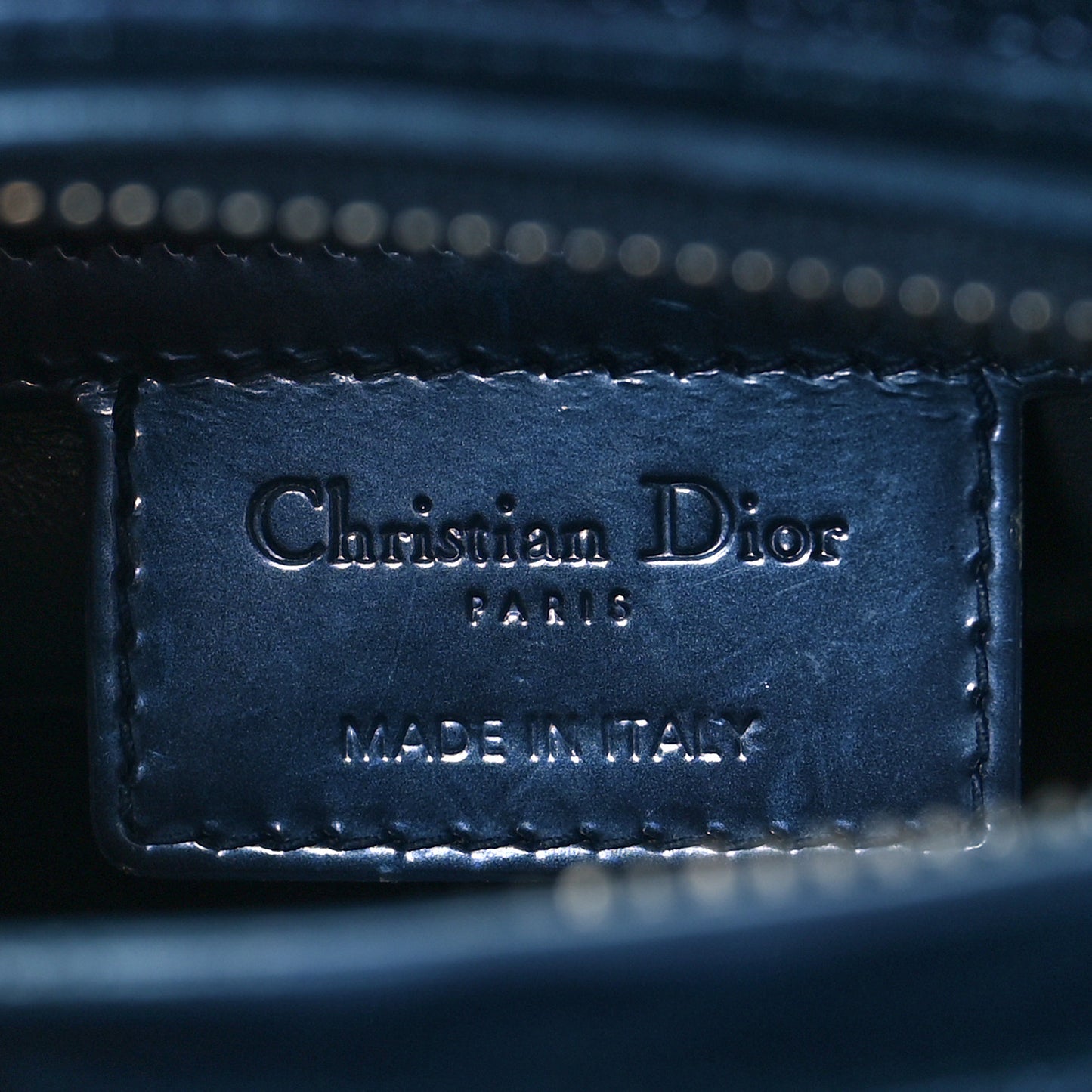 Metallic Patent Micro-Cannage Medium Lady Dior Blue