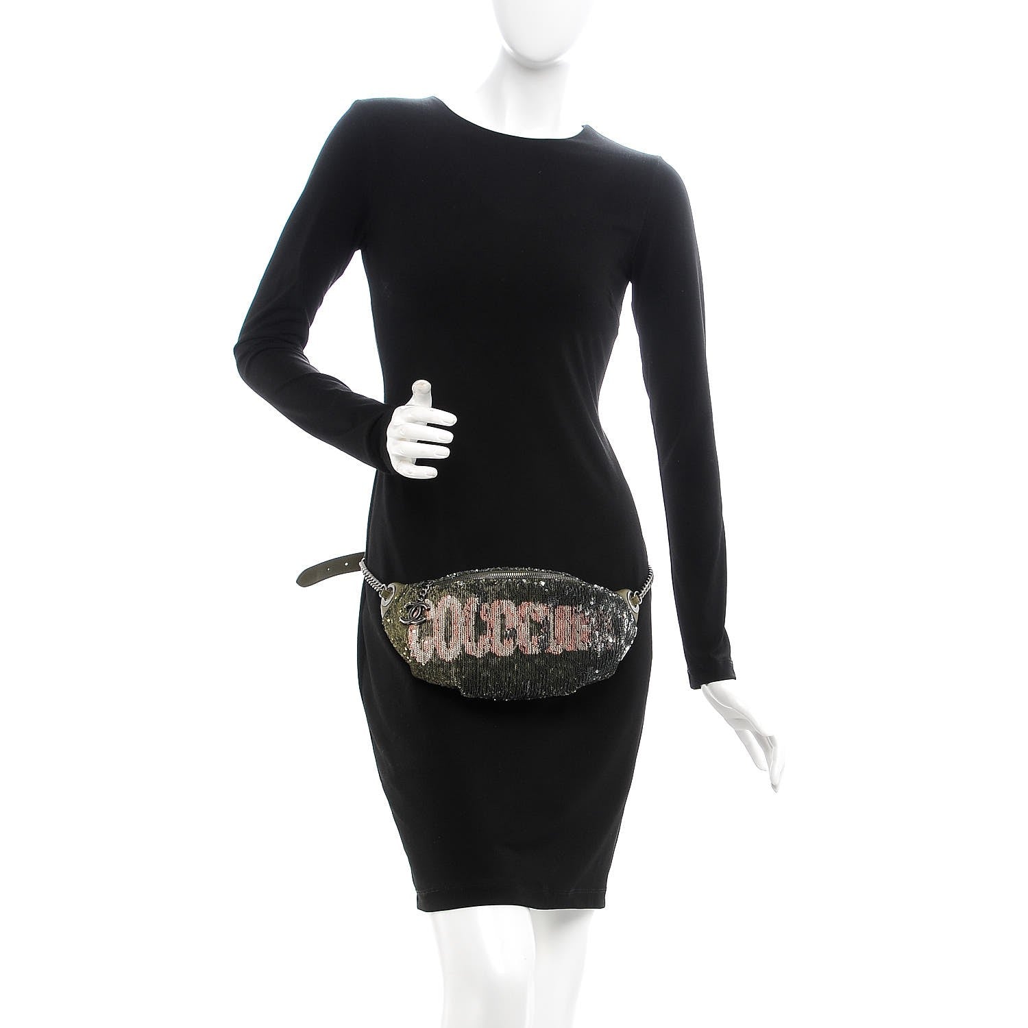 Chanel Sequin Coco Cuba Waist Bag Fanny Pack Khaki 3 of 10