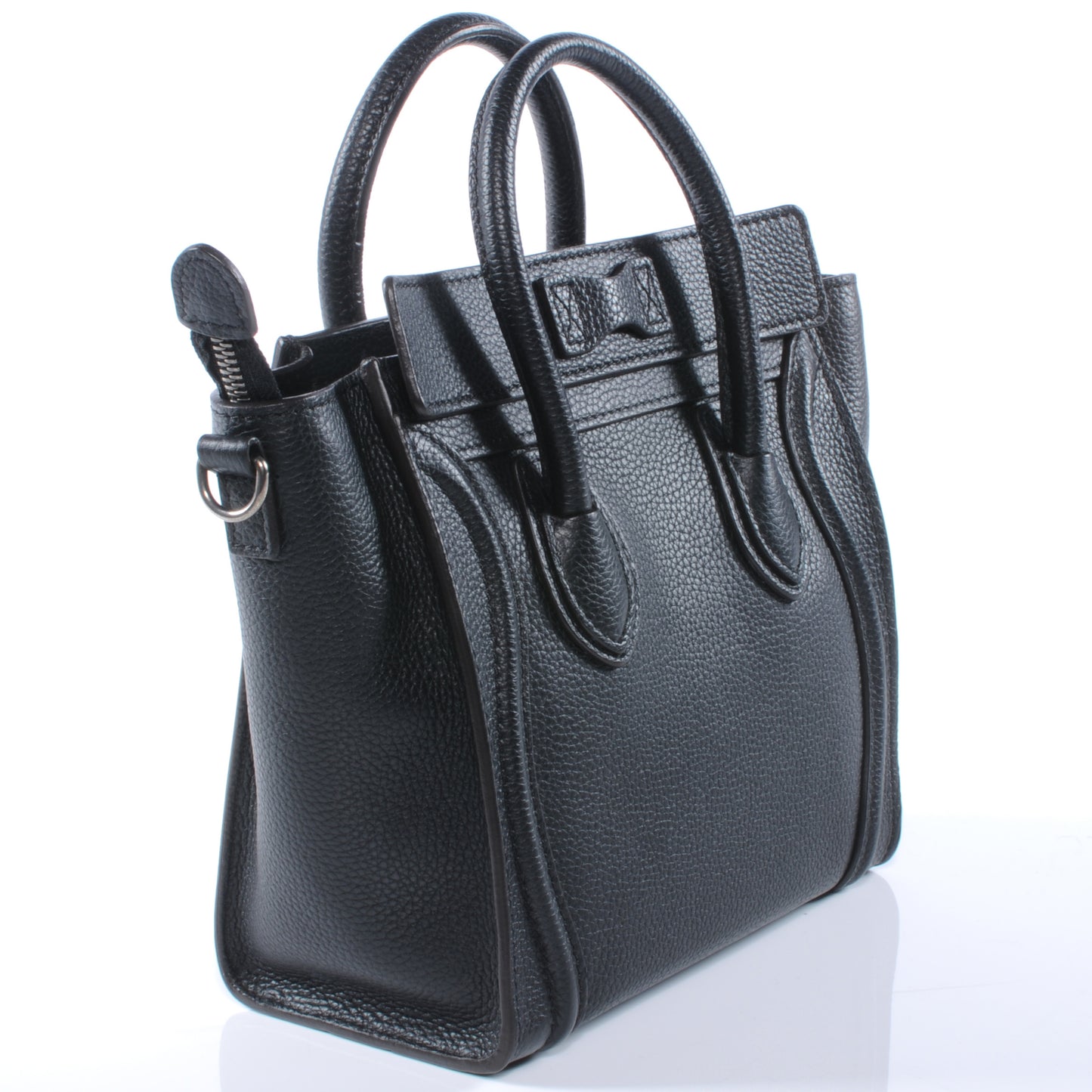 Drummed Leather Nano Luggage Black