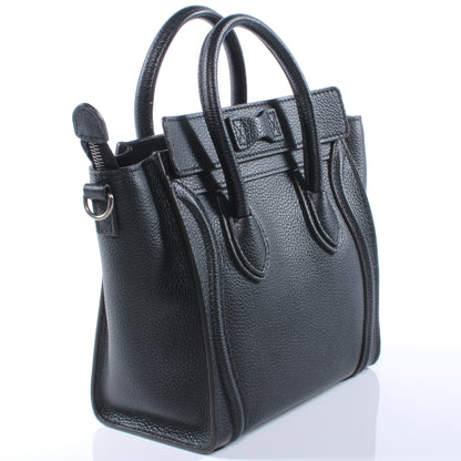 Celine Drummed Leather Nano Luggage Black 3 of 8