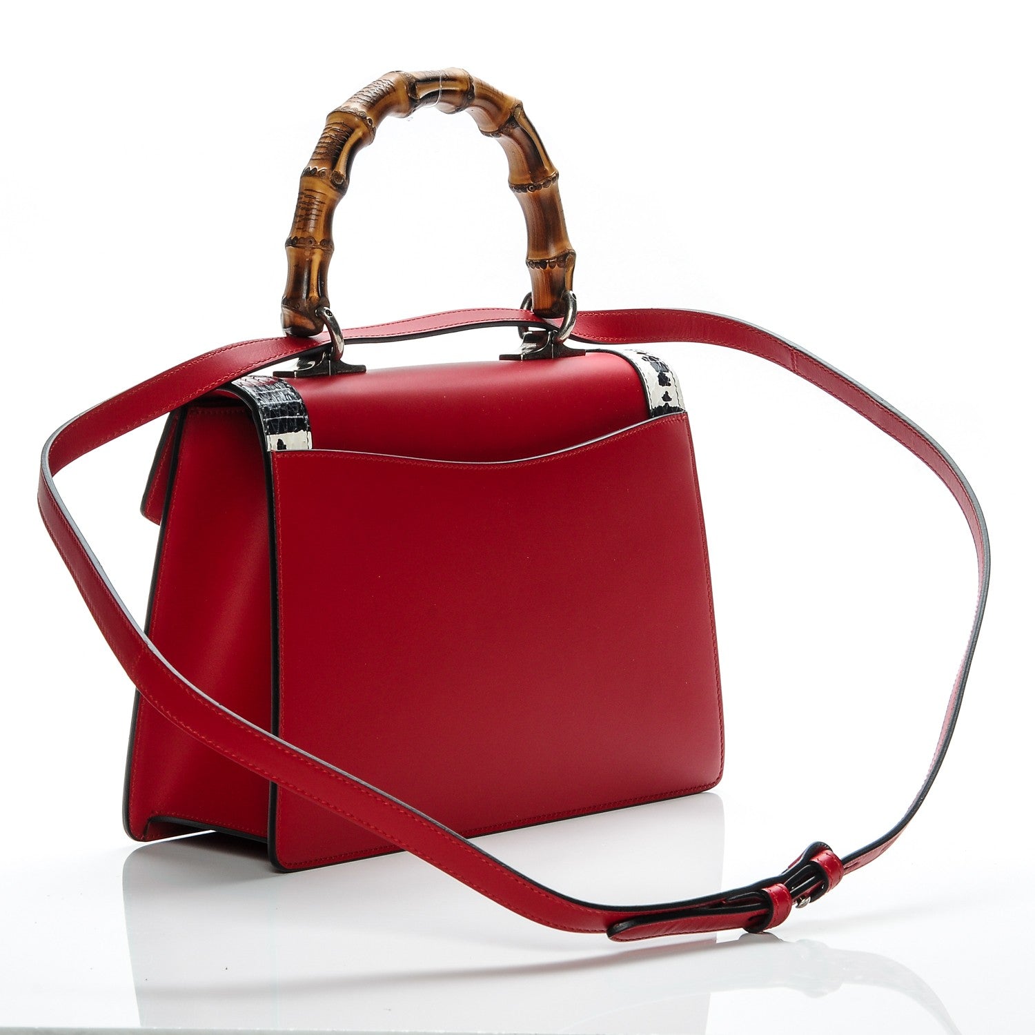 Gucci Calfskin Snakeskin Small Lilith Top Handle Bag Red 3 of 6