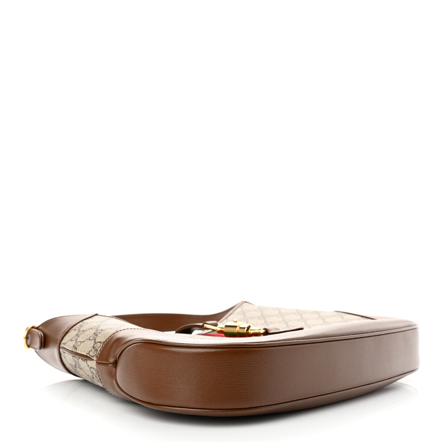 GG Supreme Monogram Azalea Calfskin Web Medium Jackie 1961 Hobo Beige Ebony Brown Sugar
