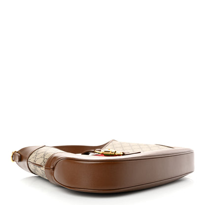 Gucci GG Supreme Monogram Azalea Calfskin Web Medium Jackie 1961 Hobo Beige Ebony Brown Sugar 4 of 10