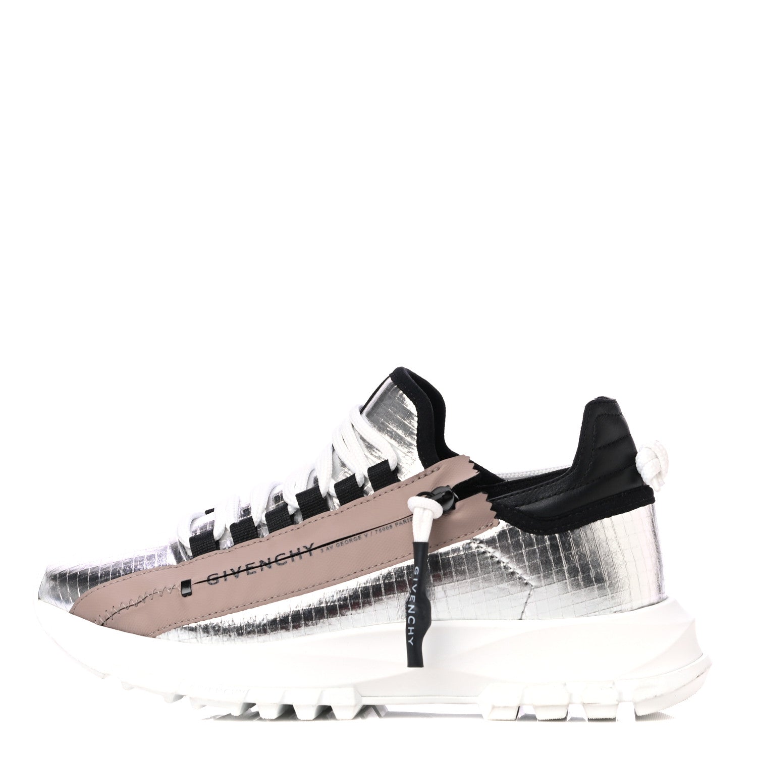 Givenchy Metallic Spectre Low Runners Sneakers 37.5 Silver Black 1 of 8