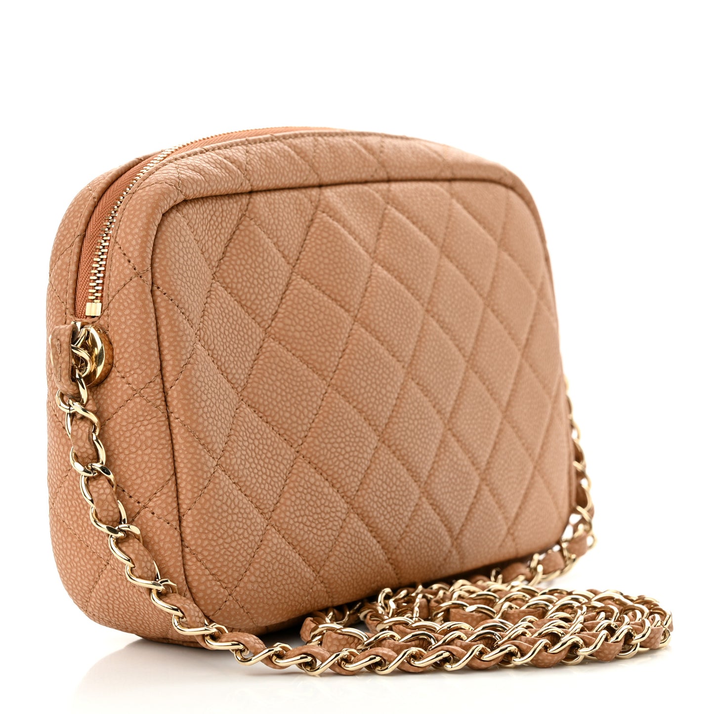 Caviar Quilted Coco Tassel Camera Case Beige