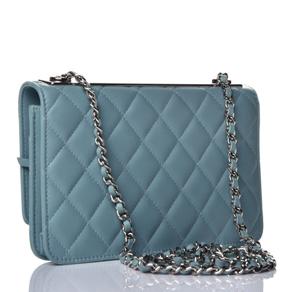 Chanel Lambskin Quilted Trendy CC Wallet On Chain WOC Light Blue 3 of 9